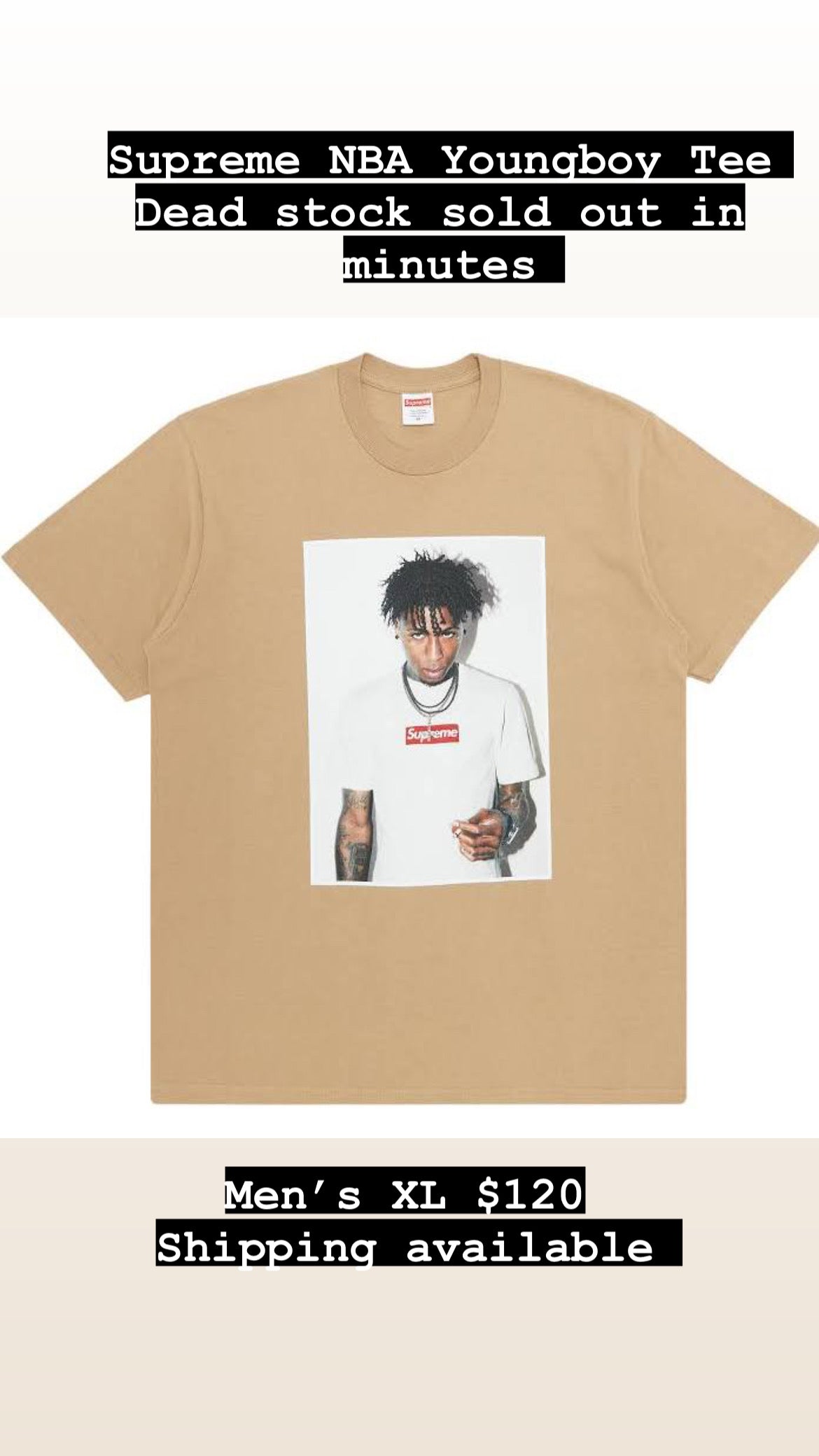 Supreme NBA Youngboy Tee 'Khaki'