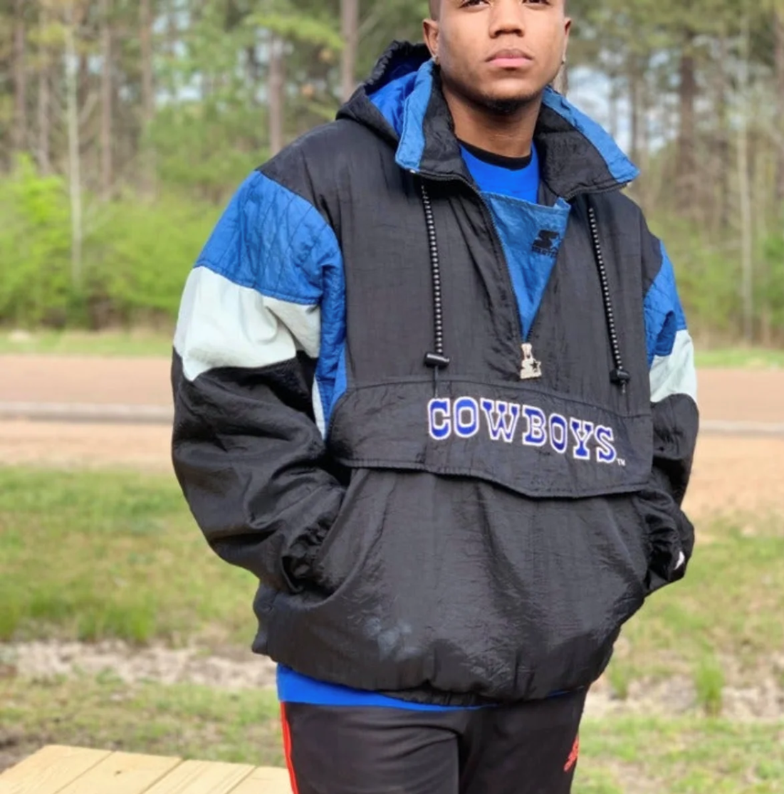 Vintage Hooded Dallas Cowboys Starter Jacket Pullover