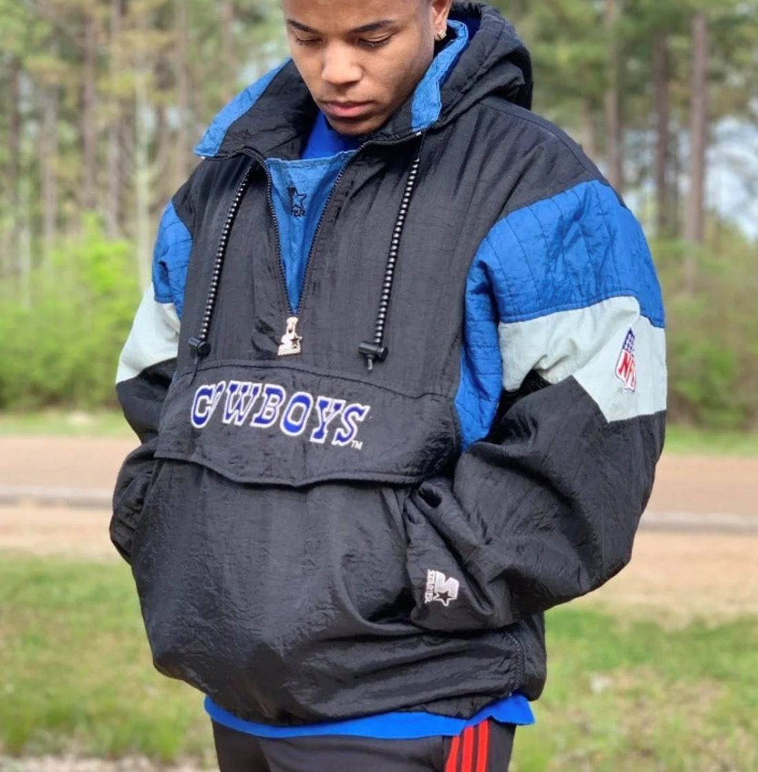 Vintage Hooded Dallas Cowboys Starter Jacket Pullover