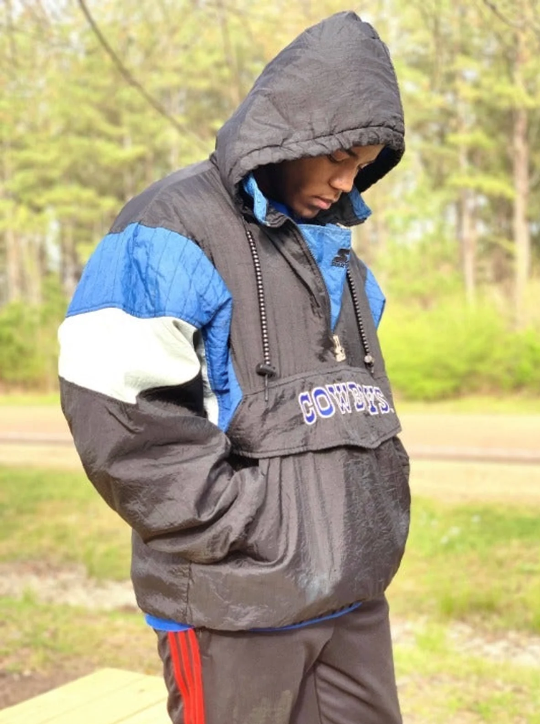 Vintage Hooded Dallas Cowboys Starter Jacket Pullover