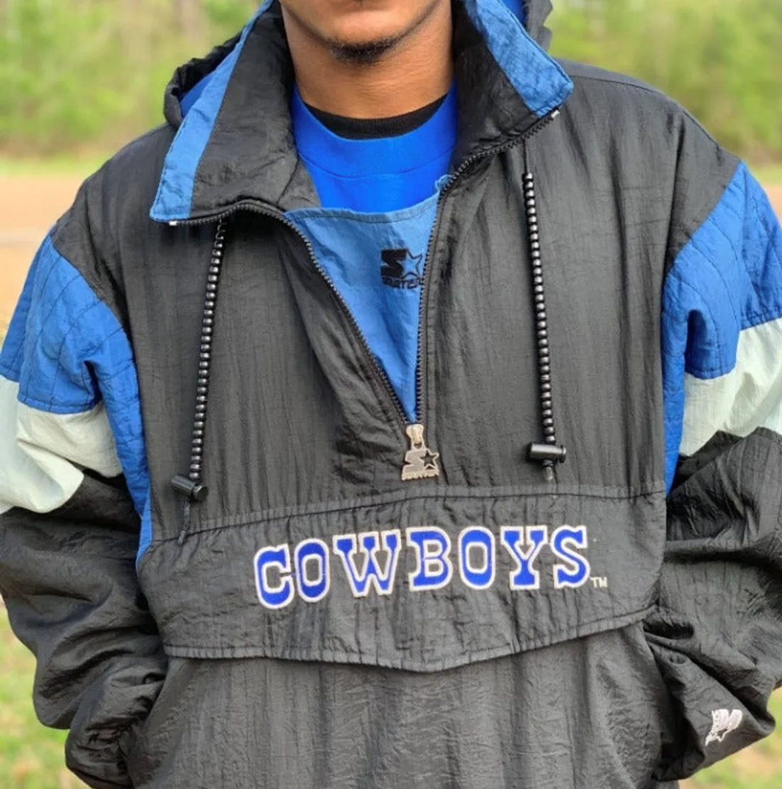 Vintage Hooded Dallas Cowboys Starter Jacket Pullover