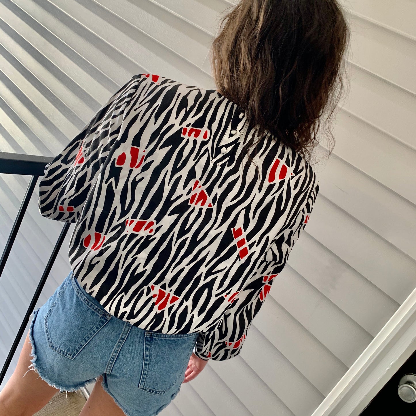 Vintage zebra animal print blouse