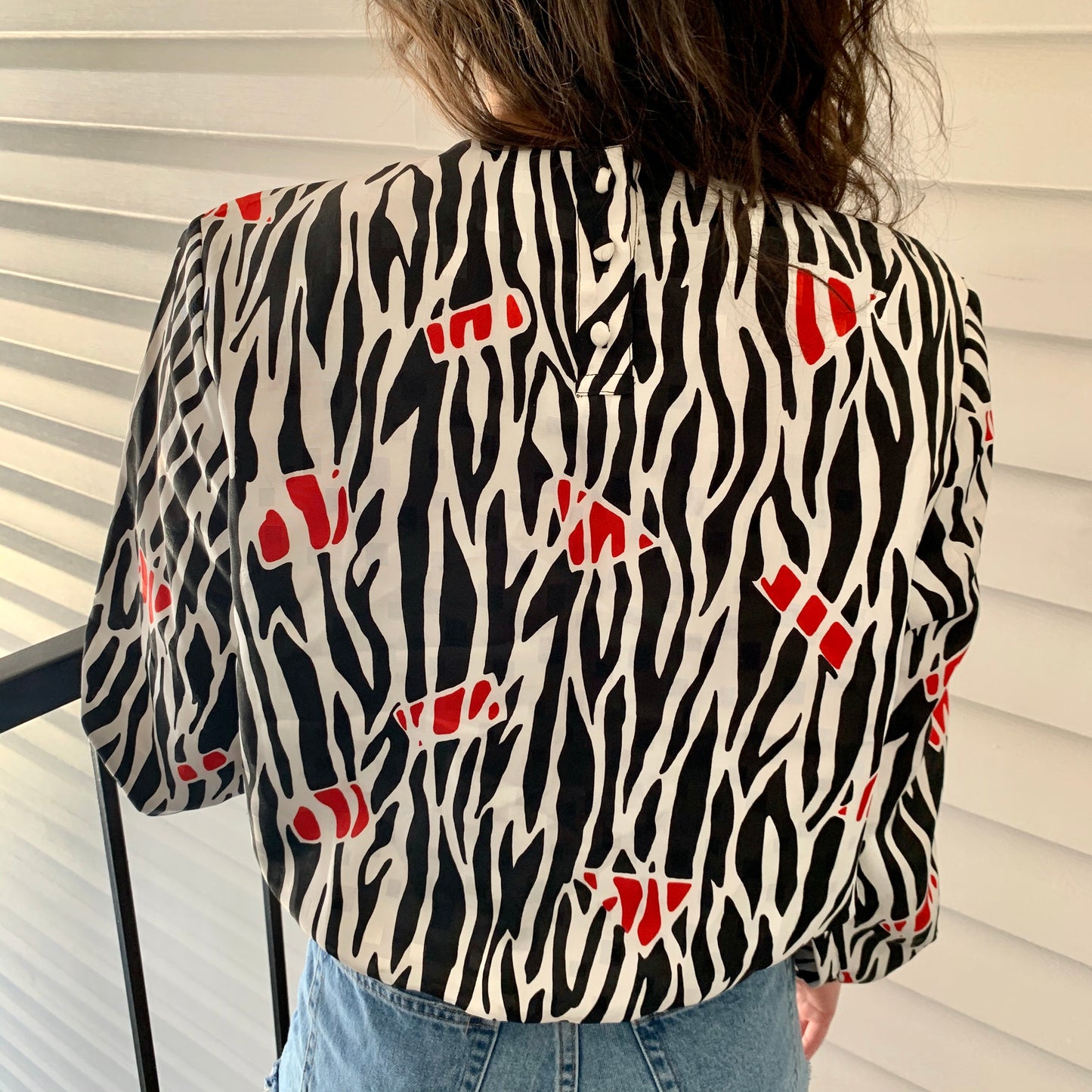 Vintage zebra animal print blouse