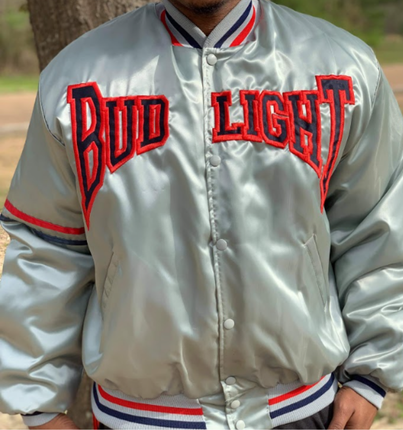 Vintage Bud Light Beer Silver Retro Satin Jacket