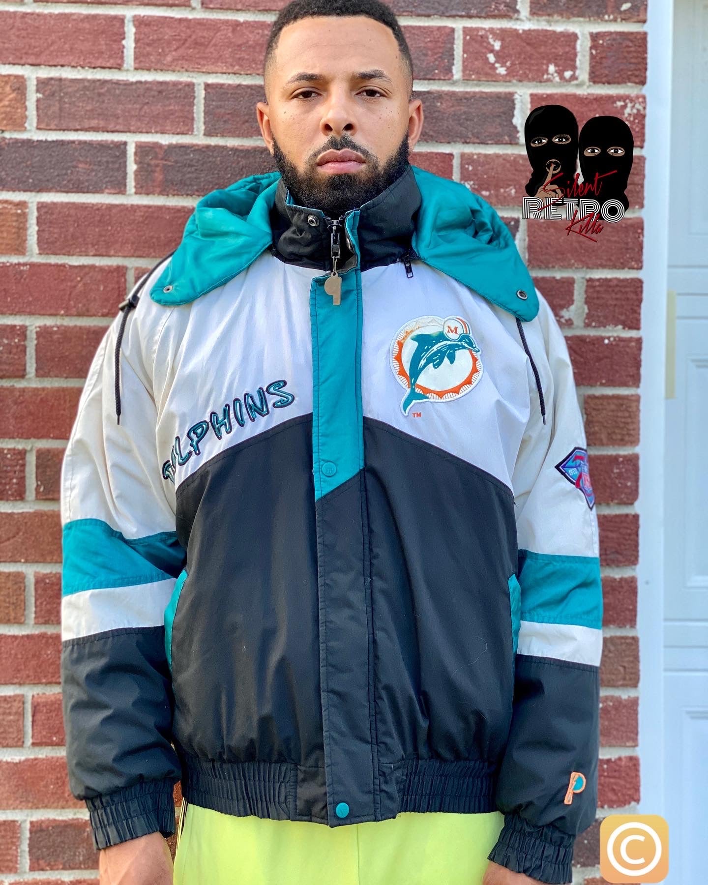 90s NFL Pro Player Miami Dolphin Puffer Jacket