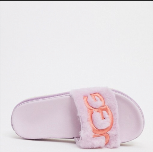 UGG Laton fluffy platform fur slides pink/purple