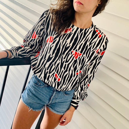 Vintage zebra animal print blouse