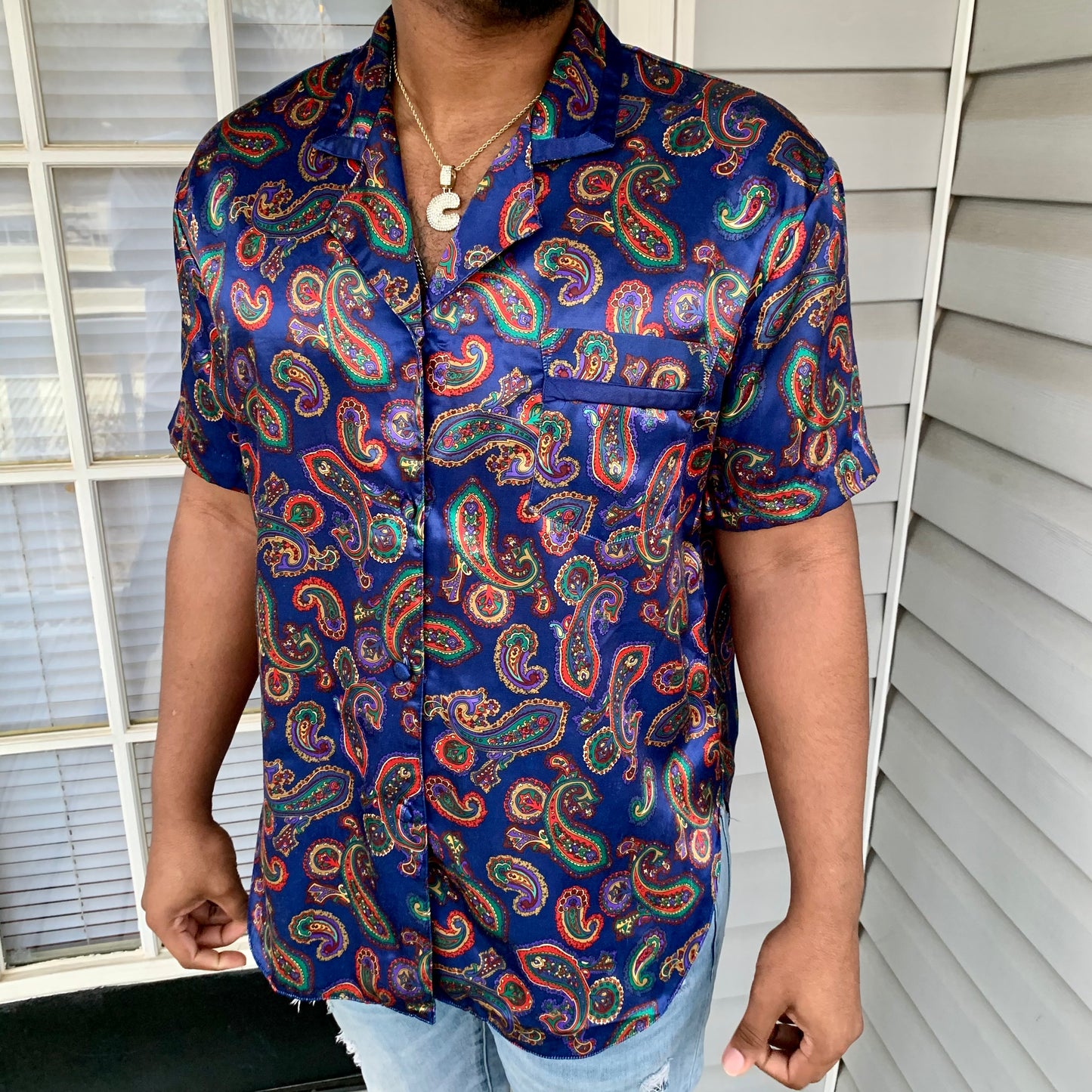 Vintage 90s Kathryn Pajama Shirt Top