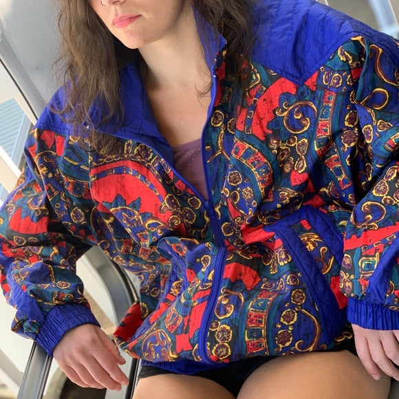 Vintage 90s blue Sports Accent Windbreaker Jacket