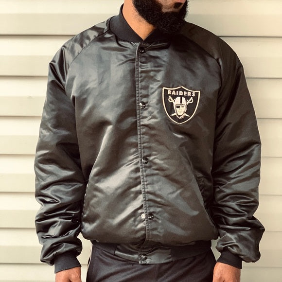 Vintage 80’s Chalk Line Raiders Black Satin Jacket