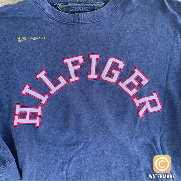 Vintage 90s faded Tommy Hilfiger blue sweatshirt