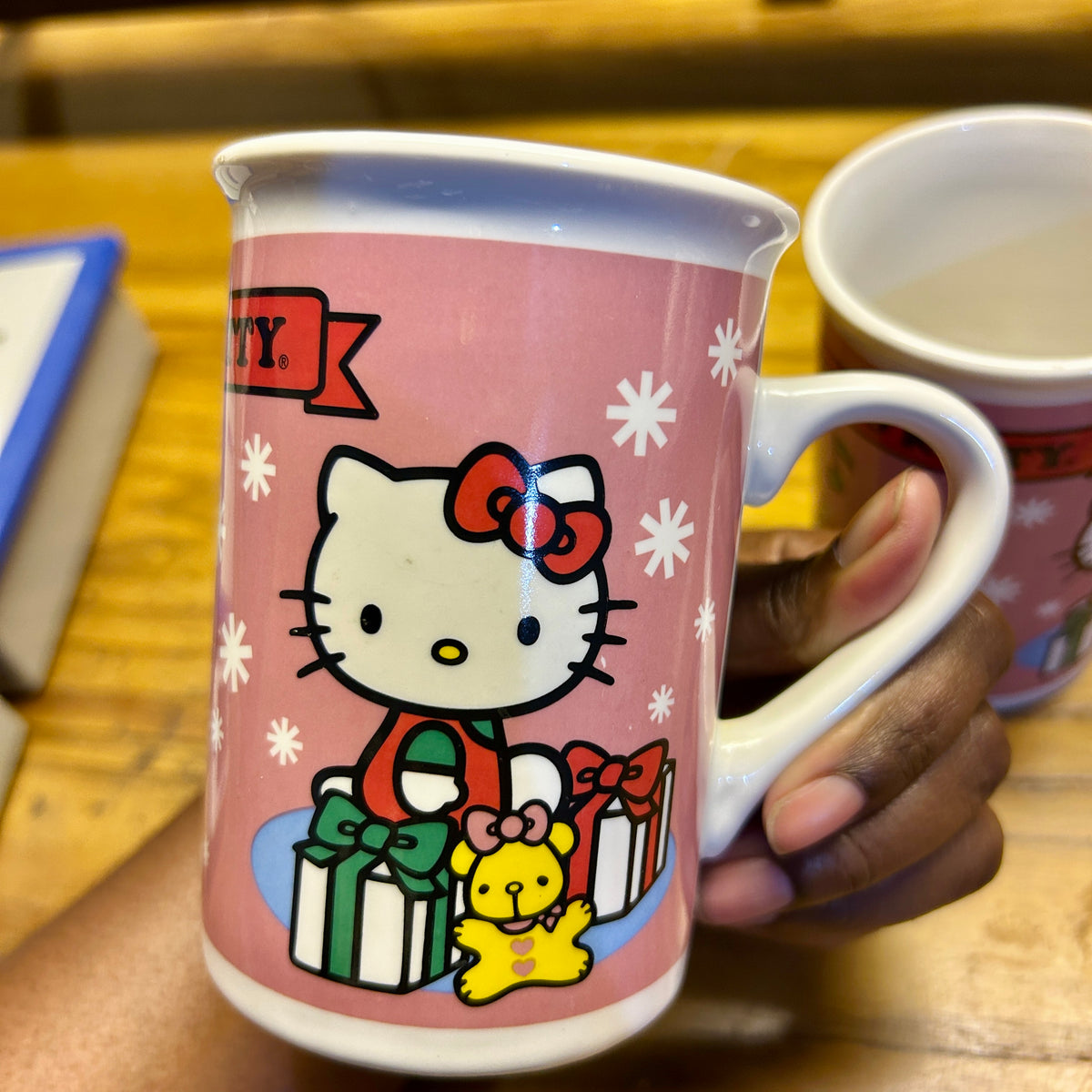 Sanrio Hello Kitty Coffee Mugs Set of 2 Pink Holiday Christmas Ceramic Cups 2013