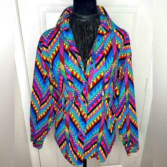Rare Wrangler Vintage Geometric colorblock Print 90s western top shirt