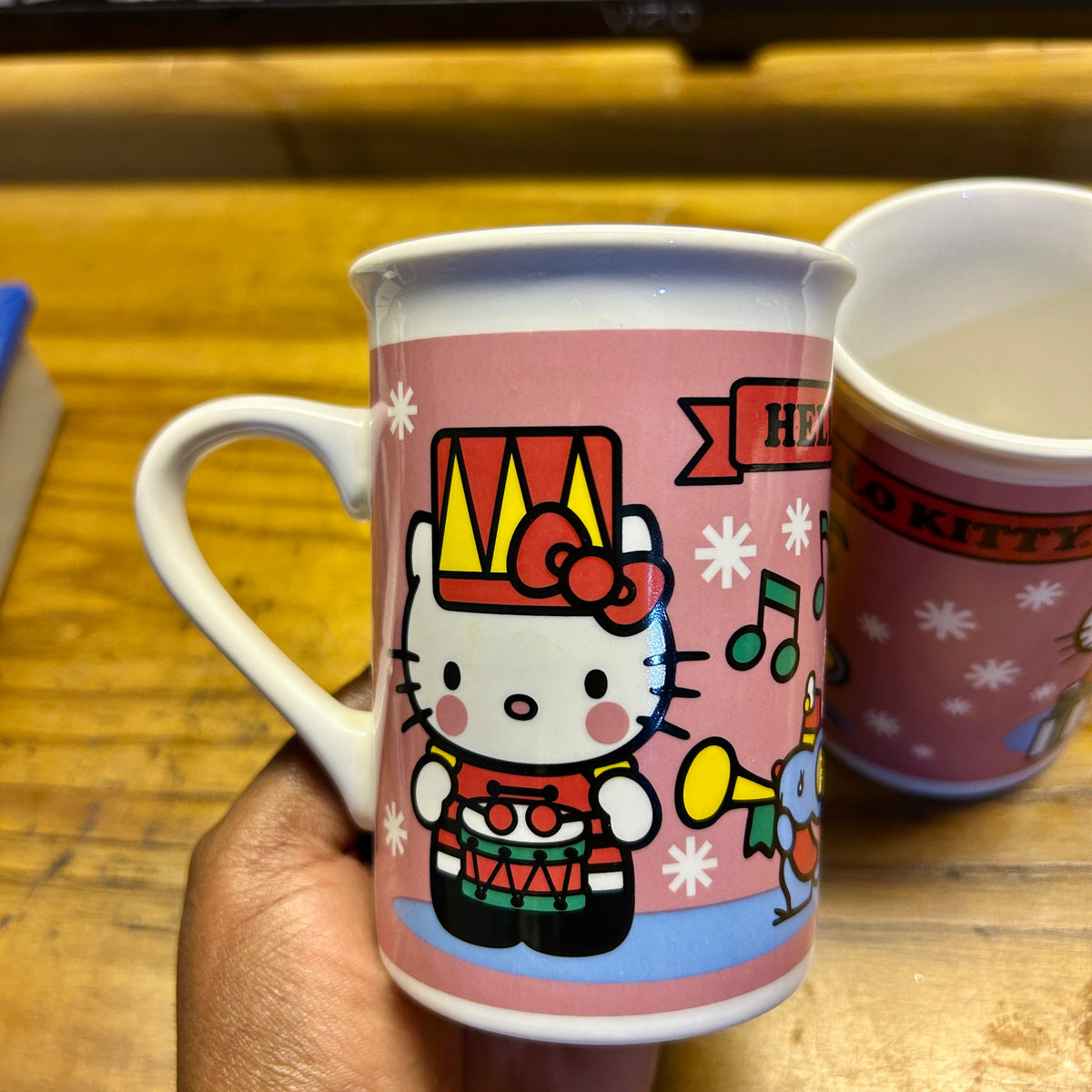 Sanrio Hello Kitty Coffee Mugs Set of 2 Pink Holiday Christmas Ceramic Cups 2013
