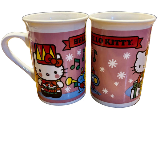 Sanrio Hello Kitty Coffee Mugs Set of 2 Pink Holiday Christmas Ceramic Cups 2013