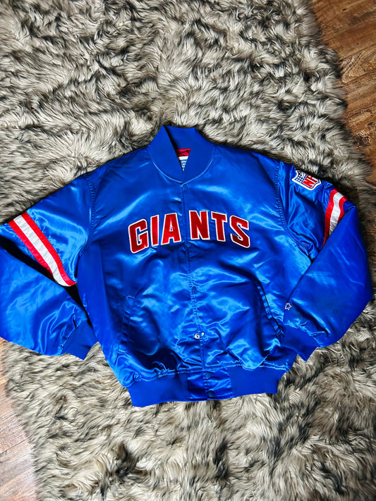 Vintage 90s New York Giants NFL Starter Pro Line Bomber Satin Jacket