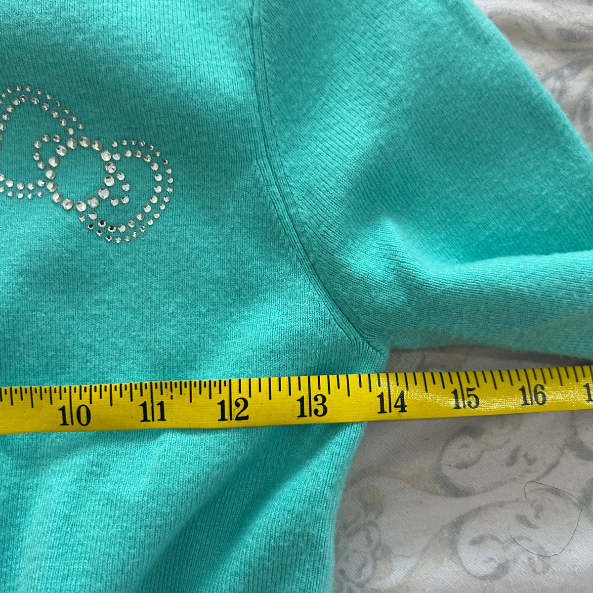 Forever 21 Hello Kitty Cropped Cardigan Sz S Teal Knit 50th Anniversary