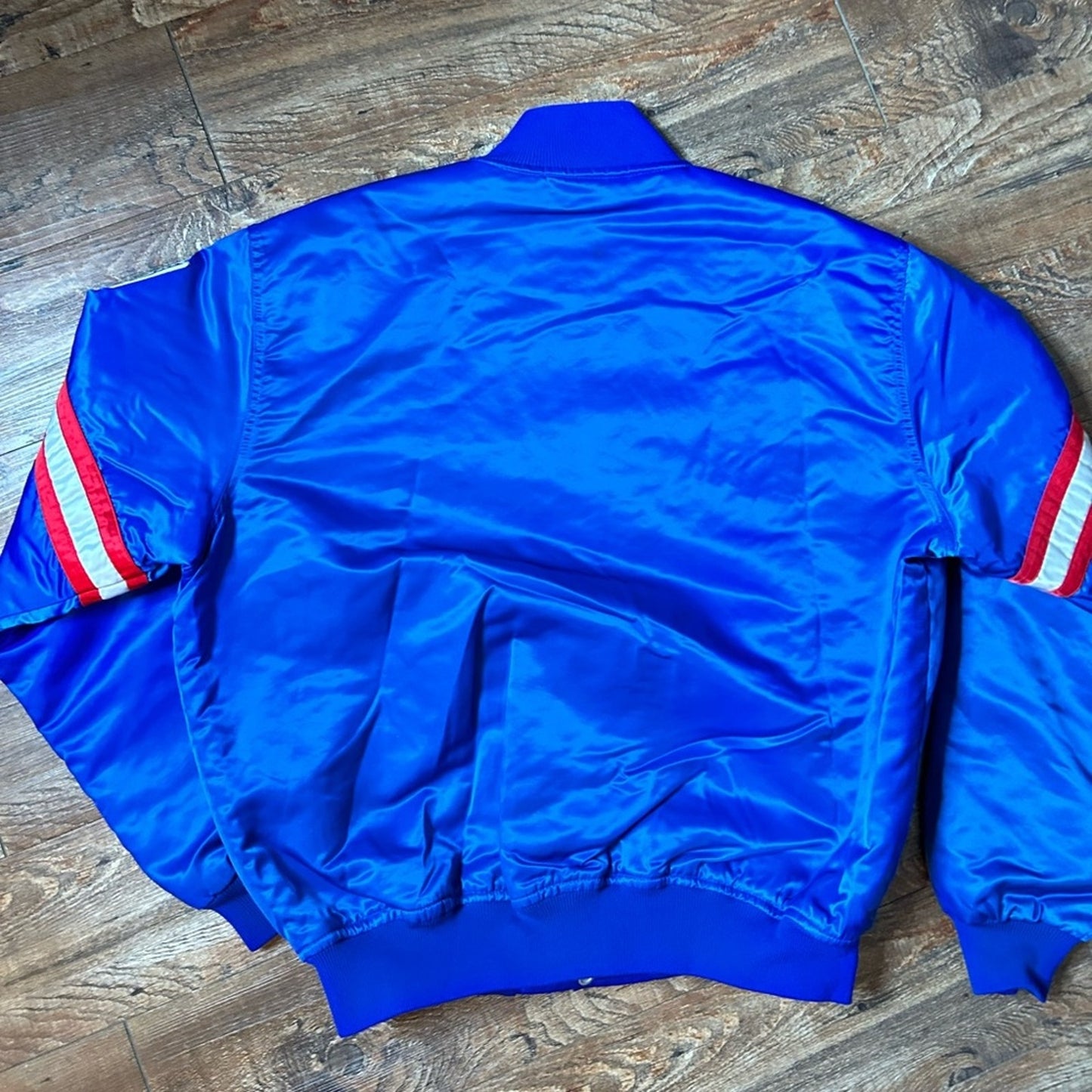 New York Giants Satin Bomber Jacket Men's Size XL VTG 90s Starter NFL Blue Red