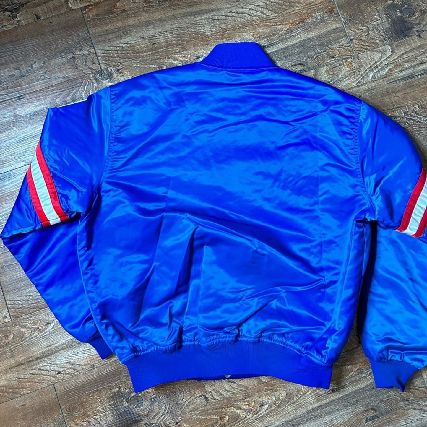 New York Giants Satin Bomber Jacket Men's Size XL VTG 90s Starter NFL Blue Red