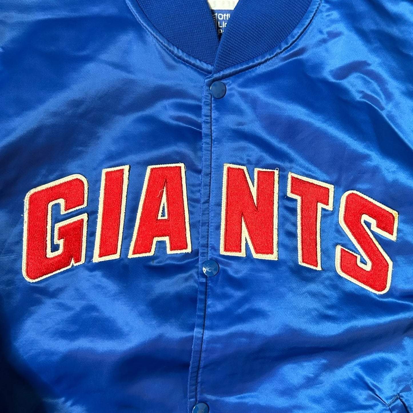 New York Giants Satin Bomber Jacket Men's Size XL VTG 90s Starter NFL Blue Red