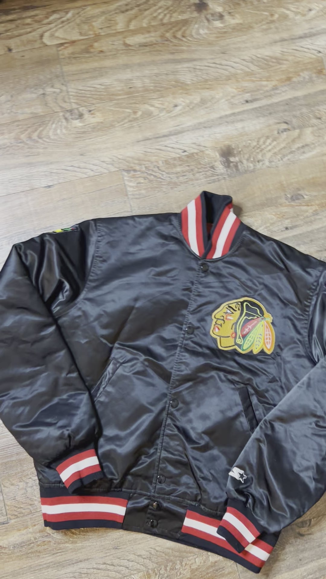 Starter Bomber Chicago Blackhawks 80's Satin Jacket (Varsity