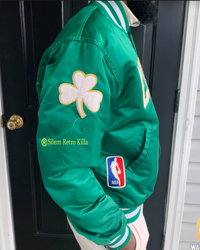 Rare Vintage STARTER Boston Celtics NBA Logoman Satin Varsity Jacket 80s  90s S