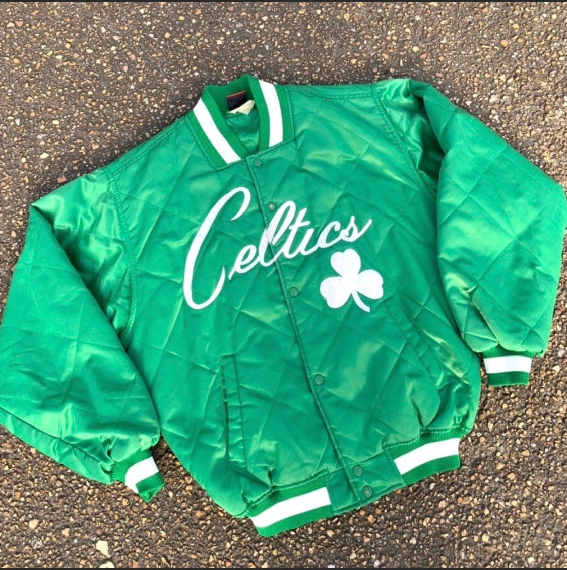 Vintage quilted Boston Celtics satin jacket