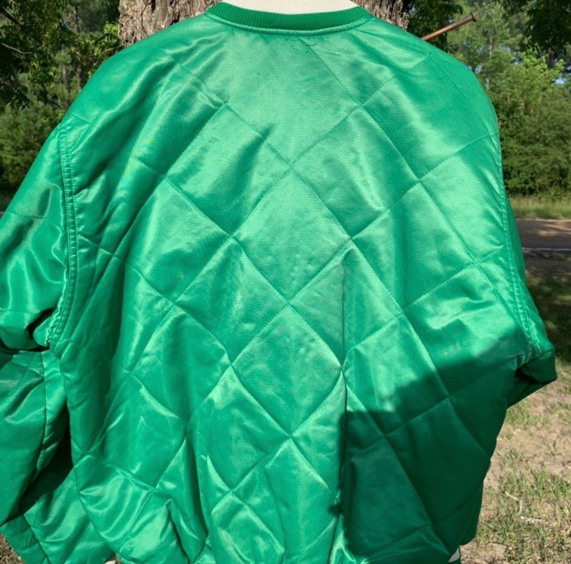 Vintage quilted Boston Celtics satin jacket