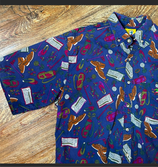 Vintage Duck Head All Over Print Golf Button Down