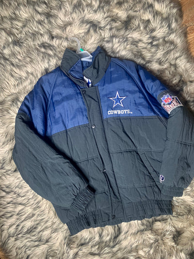 Vintage PRO PLAYER DALLAS COWBOYS Puffer Parka Jacket NFL Men's