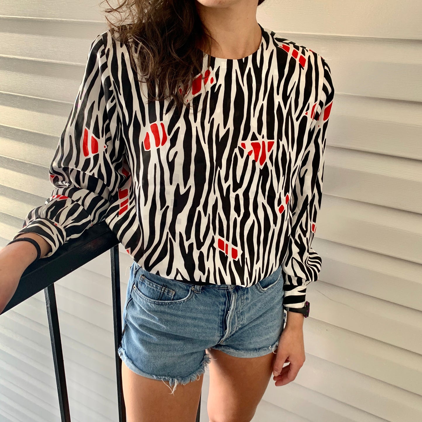 Vintage zebra animal print blouse