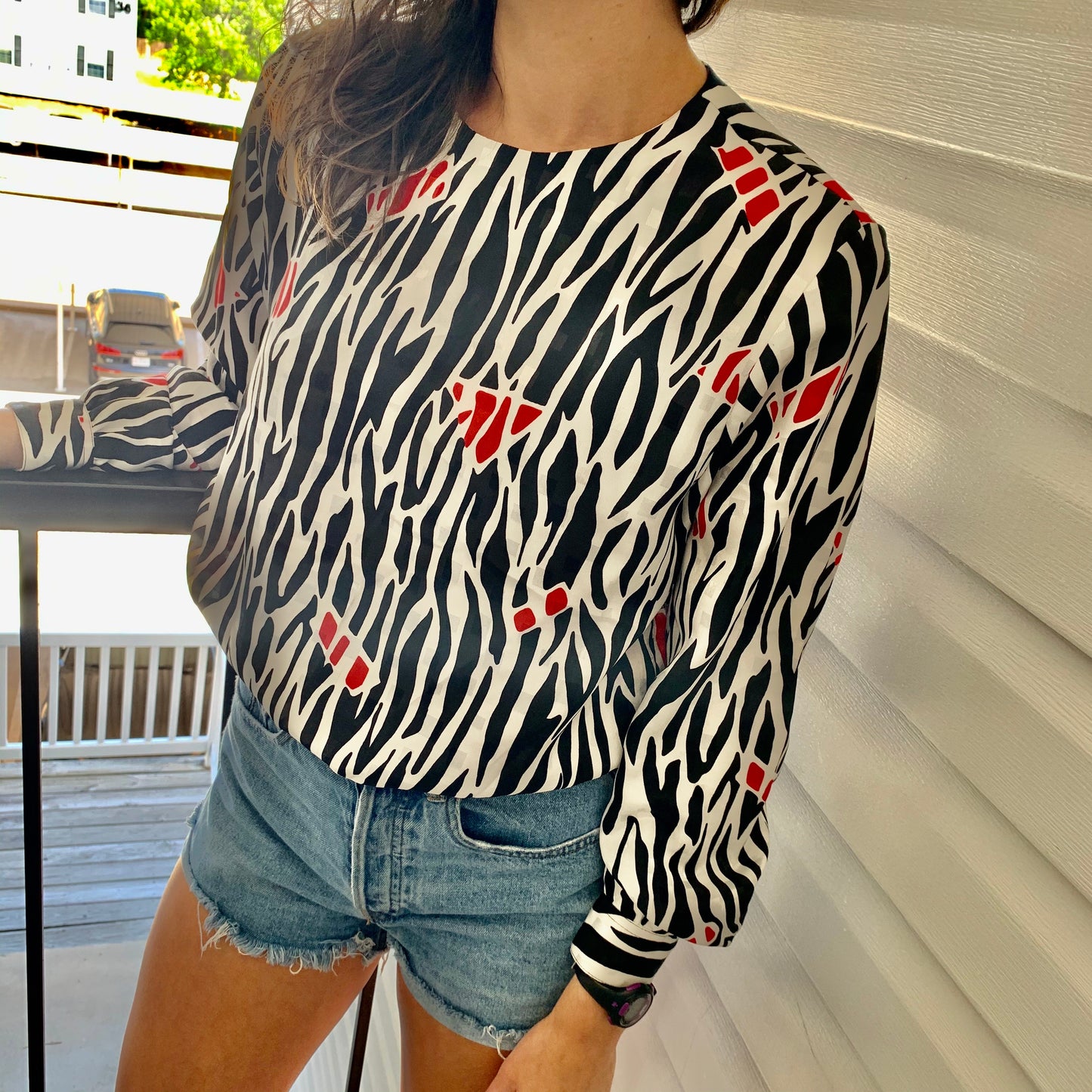 Vintage zebra animal print blouse