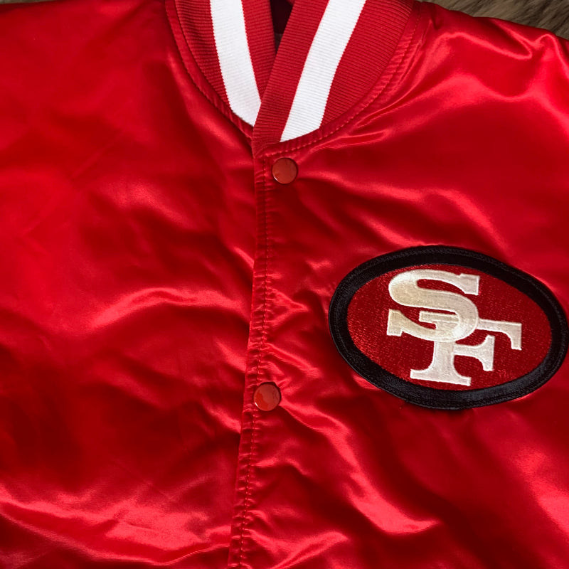 Vintage 80s San Francisco 49ers Jacket Mens L NFL Red Starter Satin  Football