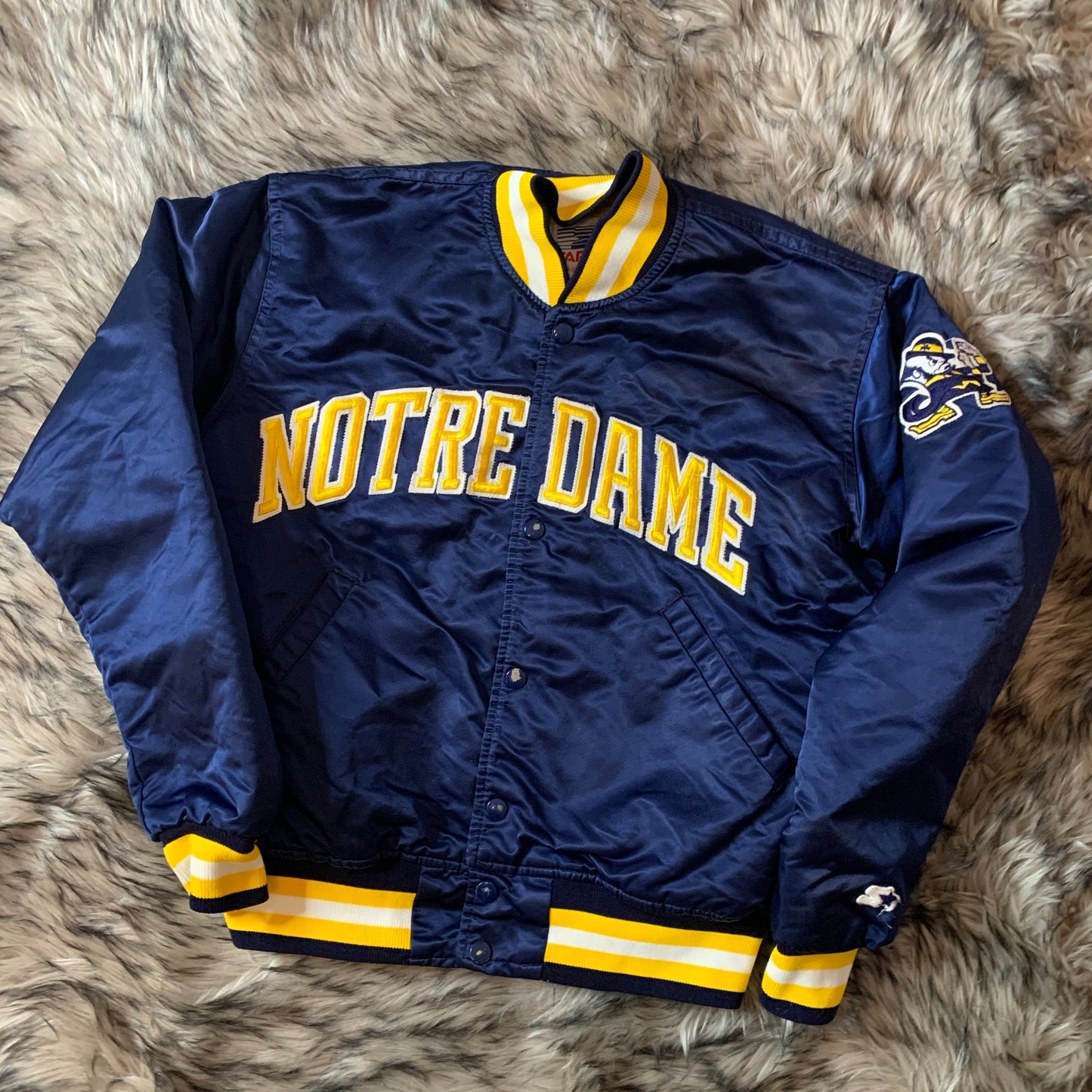 Vintage retro 90s Notre Dame satin starter jacket