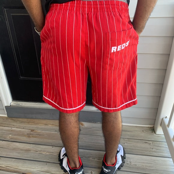 VINTAGE STARTERS CINCINNATI REDS PINSTRIPE SHORTS shops MENS LARGE