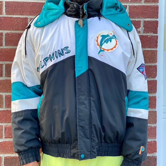 90s NFL Pro Player Miami Dolphin Puffer Jacket